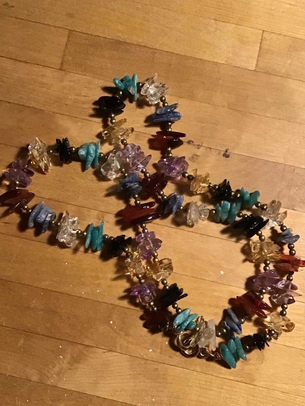 ♥️5/25$ Multi-Color Gemstone Chip Necklace - Turquoise, Amethyst & Citrine Look